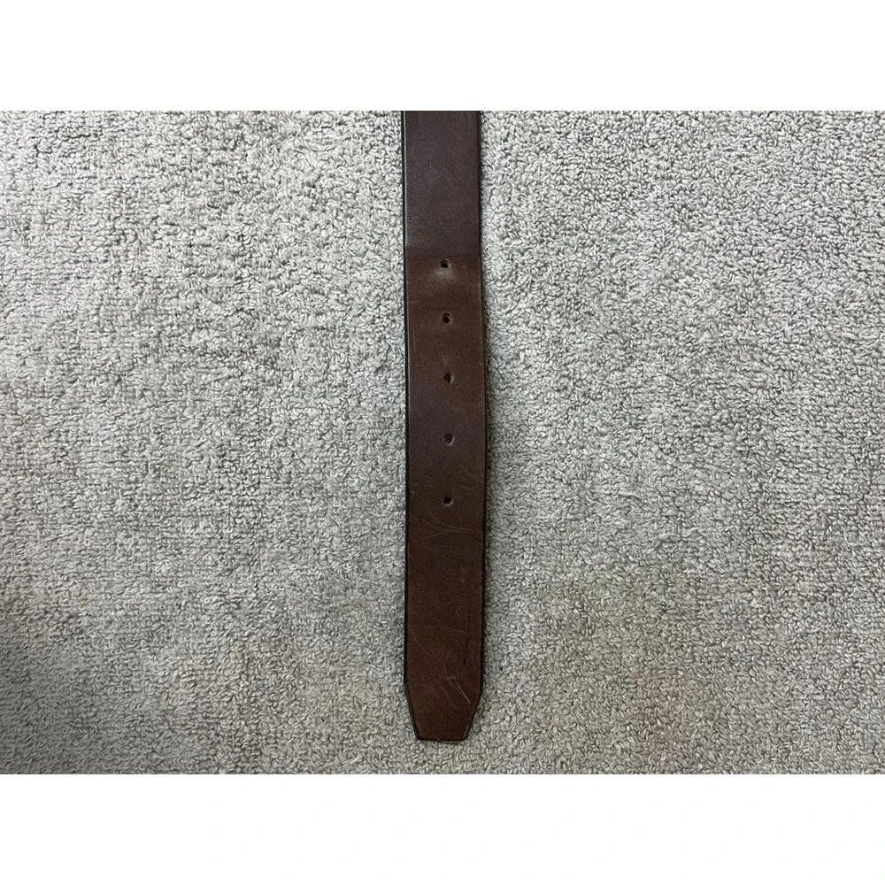 Eddie Bauer Mens Brown Leather Belt Made in Italy Brass Buckle Size 36 38